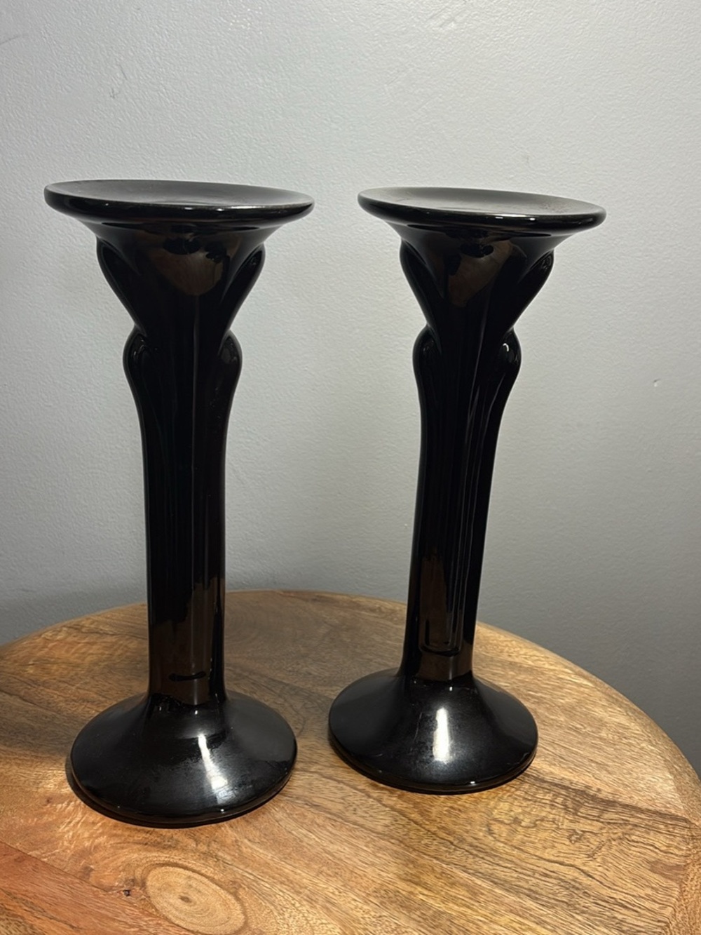 Vintage Haeger Black Art Deco style Pedestal Candle Holders - Home Accents